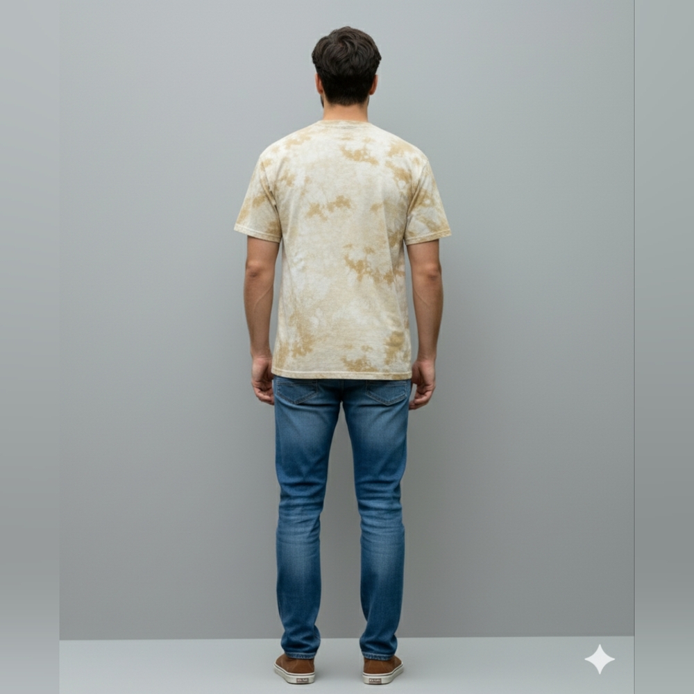Larry Fanning Men's Yellow/Tan Tie Dye Wolf Graphic Short Sleeve Tee Size Large - Picture 6 of 7